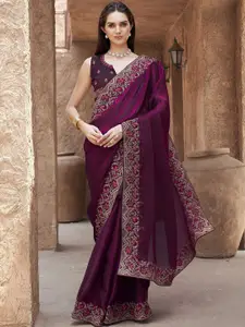 Tikhi Imli Women Embroidered Satin Saree