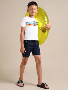 U.S. Polo Assn. Kids Boys Typography Printed  Pure Cotton Chino Shorts