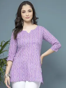 Dream Beauty Fashion Botanical Printed V-Neck Kurti