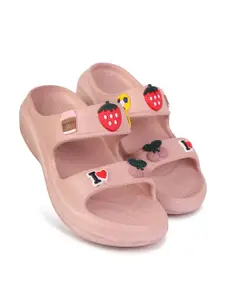 PENNEN Women Self Design Slider Flip Flops