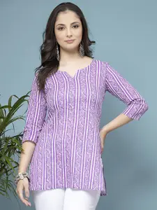 Dream Beauty Fashion Women Printed Mandarin Collar Kurti