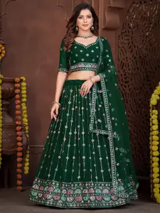 KALINI Embroidered Sequinned Semi-Stitched Lehenga & Unstitched Blouse With Dupatta