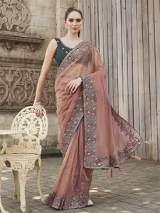 Tikhi Imli Embroidered Net Saree