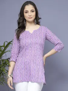 Dream Beauty Fashion Women Botanical Printed V-Neck Kurti