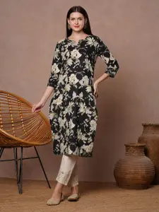 FASHOR Women Ethnic Motifs Printed Thread Work Kurta
