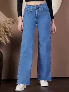 Purple Feather Women Straight Fit High-Rise Stretchable Jeans