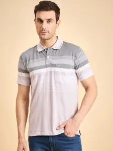 Duke Men Striped Polo Collar Cotton T-shirt