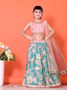 BAESD Girls Embroidered Sequinned Ready to Wear Lehenga & Blouse With Dupatta