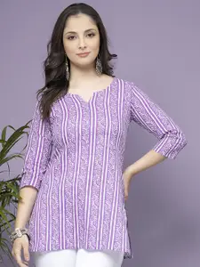Dream Beauty Fashion Botanical Printed V-Neck Kurti