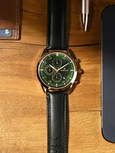 Daniel Klein Men Brass Dial & Leather Straps Analogue Watch DK.1.14291-4