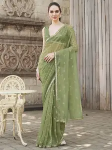 Tikhi Imli Ethnic Motifs Sequinned Embellished Net Saree