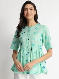 Pink Fort Floral Print Cotton Top