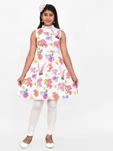 ORIEX THE ORIGINAL FASHION Girls Floral Printed High Neck A-Line Dress