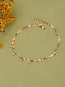 DressBerry Women 18kt Rose Gold-Plated Artificial Stones & Beads Anklet