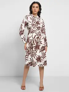 Annabelle by Pantaloons Women Floral Print Shirt Collar A-Line Dress