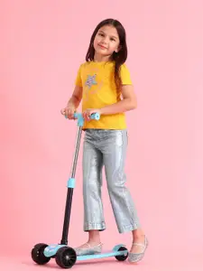 U.S. Polo Assn. Kids Girls Bootcut Mid-Rise Coated Stretchable Jeans