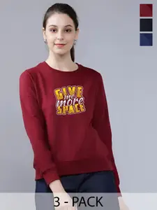 REYA Women Pack of 3 Printed Sweatshirt