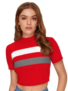 Fashion Care Women Colourblocked Fitted Crop Top