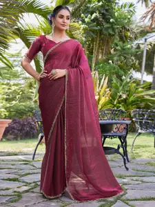 Satrani Beads and Stones Pure Chiffon Saree