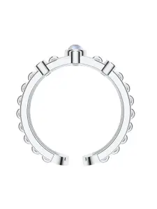 Kicky And Perky 925 Sterling Silver Rhodium-Plated Stone Studded Adjustable Finger Ring