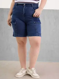 SASSAFRAS Curve Women Plus Size Regular Fit Denim Shorts