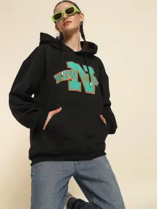 Mast & Harbour Women Printed Hooded Sweatshirt