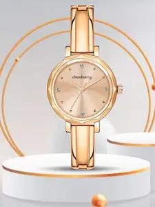 DressBerry Women Brass Embellished Dial & Stainless Steel Straps Analogue Watch DB-027-Rosegold