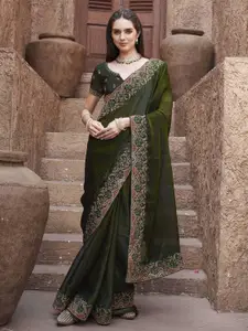Tikhi Imli Embroidered Satin Saree