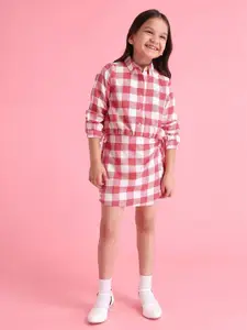 U.S. Polo Assn. Kids Girls Checked Pure Cotton Shirt Style Top