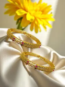 AARTISAI Set Of 2 Gold-Plated Stone-Studded Bangles