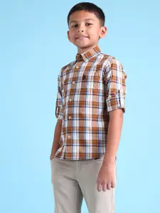 U.S. Polo Assn. Kids Boys Tartan Checks Pure Cotton Casual Shirt