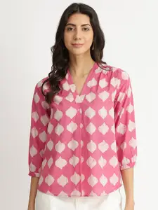 Pink Fort Print Cotton Top