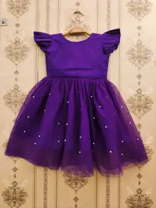 BAESD Girls Embellished Flared Sleeve Fit & Flare Dress