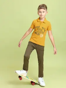 U.S. Polo Assn. Kids Boys Typography Printed Polo Collar Pure Cotton T-shirt