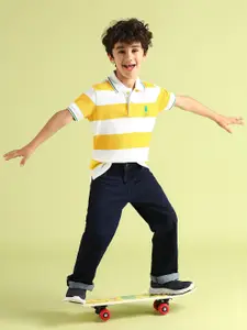 U.S. Polo Assn. Kids Boys Striped Polo Collar Pure Cotton T-shirt