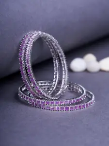 Opal Touch Set Of 4 Rhodium-Plated AD Studded Bangles