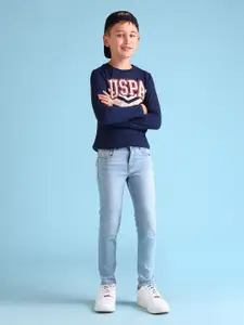 U.S. Polo Assn. Kids Boys Skinny Fit Mid-Rise Light Fade Stretchable Jeans