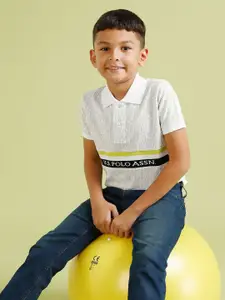 U.S. Polo Assn. Kids Boys Brand Logo Printed Polo Pure Cotton T-shirt