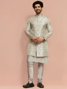 KISAH Jacquard Kurta Indowestern Sherwani Churidar Set
