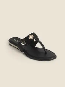 Metro Women Embellished T-Strap Flats