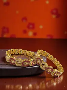AARTISAI Set Of 2 Gold-Plated Stone-Studded Bangles