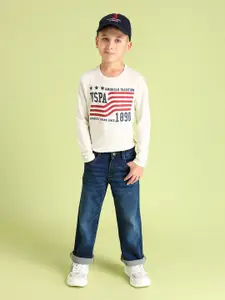 U.S. Polo Assn. Kids Boys Bootcut Mid-Rise Light Fade Stretchable Jeans