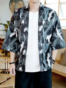 Mast & Harbour Men Abstract Printed Cotton Open Front Jacket
