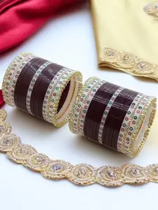 BeautyTrends Set Of 46 Gold-Plated American Diamond Studded Bangles