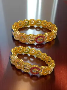 AARTISAI Set Of 2 Gold Plated Stone Studded Bangle