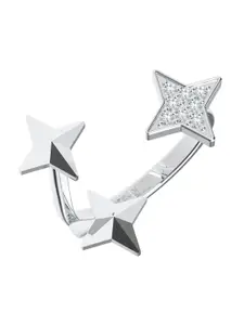 Kicky And Perky 925 Sterling Silver Rhodium-Plated Stone Studded Adjustable Finger Ring