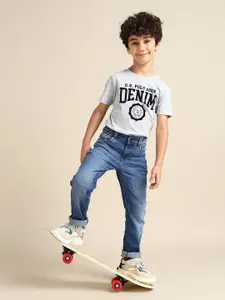 U.S. Polo Assn. Kids Boys Skinny Fit Mid-Rise Light Fade Acid Wash Stretchable Jeans