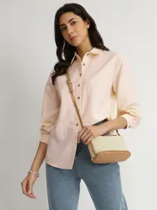 Pink Fort Linen Shirt Style Top