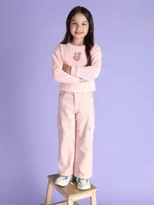 U.S. Polo Assn. Kids Girls Cargo Fit Mid-Rise Stretchable Jeans