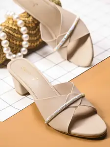 DressBerry Embellished Block Heel Sandals